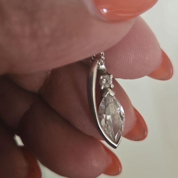 Simply Silver 925 Tear Drop Necklace Crystal - Picture 15 of 16